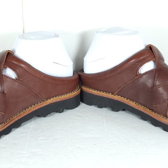 Simple Women's US 8 Brown Leather Woven Slip-On Mules Clogs Shoes - Picture 13 of 16